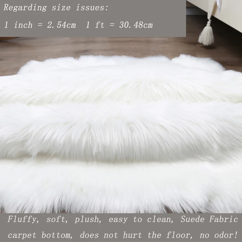 White Plush Rug for Bedroom Soft Faux Fur Carpet living Room Floor Mats Bedside Modern Decoration Thermal Sheepskin Kids Rug