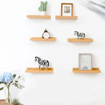 

Wall Shelf Wooden Wall Mounted Shelf Rustic Wall Decorative Shelf Display Storage Rack for Bedroom Living Room JS22