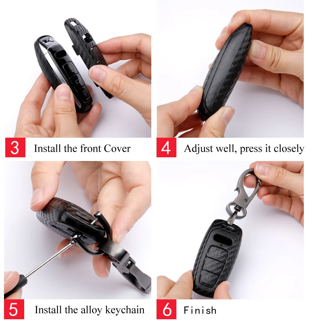 Keyforkess Car styling per Audi A6 RS4 S5 A3 Q3 Q5 S3 A4 Q7 A5 TT 2018 Car Key Bag Cover ABS decorazione custodia protettiva - He4b7f880164f4d56969abe6e418b0945T