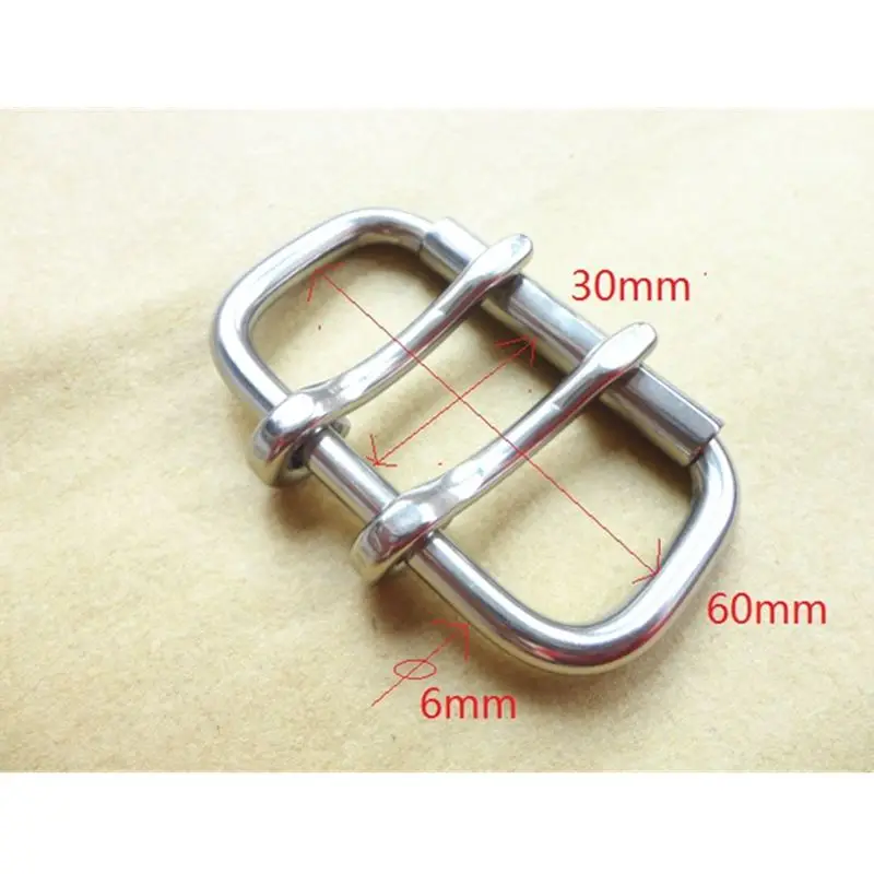 Belt Buckle Bag Fasteners Double Pin Stainless Steel Weightlifting Roller Matel Waistband Head 60mm 52mm 6