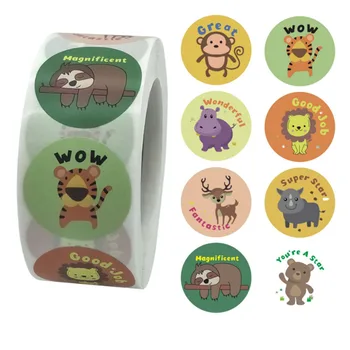 

500pcs/roll Zoo Animal Stickers 8 Types Labels Roll Stickers Envelope Scrapbooking School Teacher Reward Stickers For Kids
