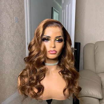 

Brazilian Human Hair 13X6 Lace Front Wigs Ombre Copper Hair Body Wave Remy Hair lace Front Wigs for Women 150Density Wigs