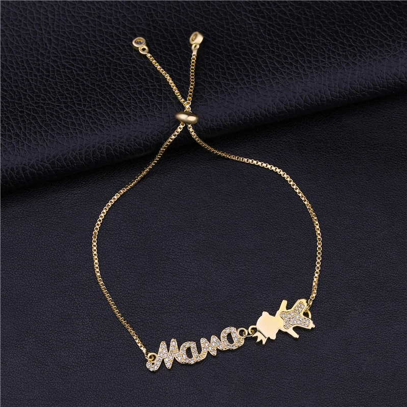 Gold Juya, модные парные принадлежности для браслетов, микро проложенный циркон, Mama Love Boy Girl, очаровательные браслеты для женщин, мама, рождественский подарок, браслет - Окраска металла: Gold