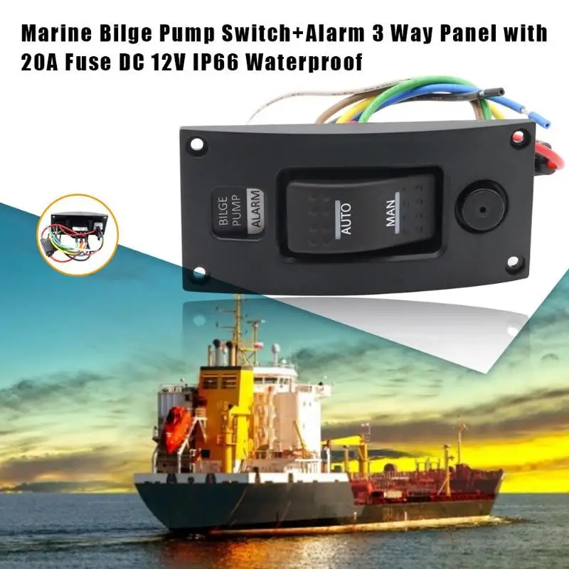 12V 3 Way морской водоотливный помпа кулисный переключатель+ Сигнализация Панель происходит автоматическое отключение с рисунком человека-IP66