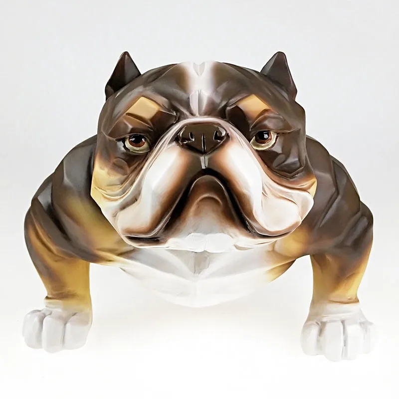 American Bully Model Creative Personality Resin Simulation Dog Bulldog Statue Living Room Entryway Home Decor A1884