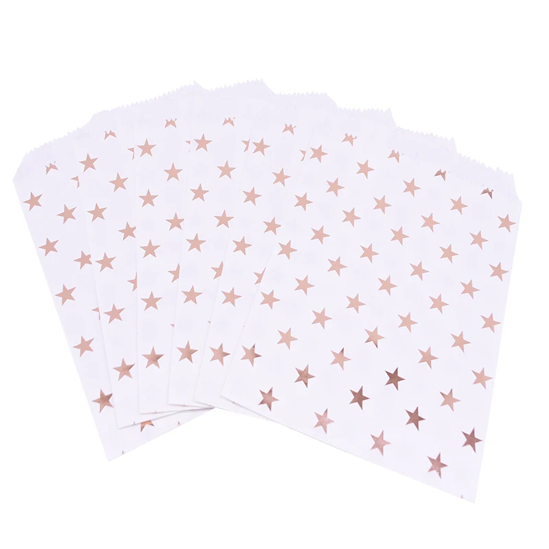 rose gold star 25/50 шт. крафт Бумага сумки Лечить сумка в полоску шеврон конфетная сумка подарочные пакеты Еда упаковка детского дня рождения свадьбы партия поддерживает поставки - Цвет: rose gold star
