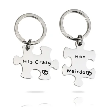 

Customized Personalized Couple Keychains Engraved Your Words Key Ring 2 PCS
