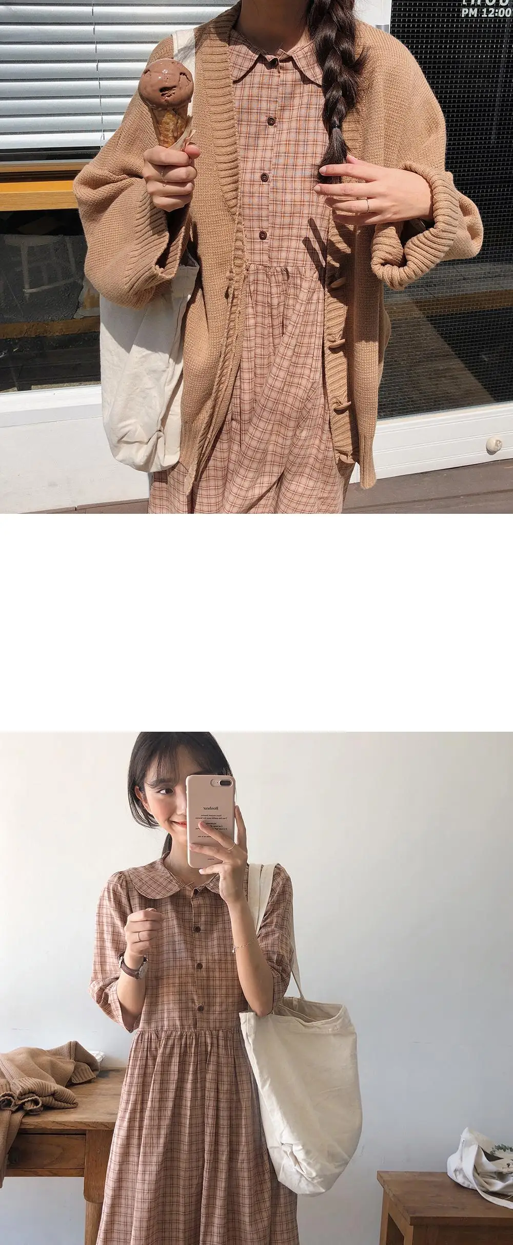 S XL размера плюс новое весеннее платье для девочек Boho хлопковое женское винтажное платье в клетку с длинным рукавом Женские платья длинное платье Vestido