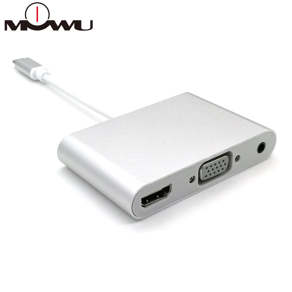 USB3.1 Тип C Thunderbolt 3 к HDMI VGA 3,5 мм аудио адаптер USB-C конвертер кабель для Macbook Chromebook samsung S8 9