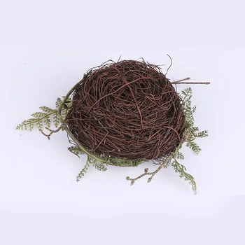 

Vintage Table Decor Party Supplies Garden Props Handmade Window Display Big Round Bird Nest Set Rattan Craft Easter Simulation A