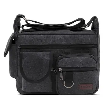 

Canvas Shoulder Bags Solid Colors Messenger Bags Strong Fabric Bags Vintage Style Crossbody Bags 2020 Multiple Pockets