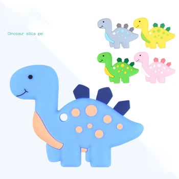 

Dinosaur Shaped Food Grade Silicone Baby Teethers Pendant Necklace Accessory BPA Free Chew Toys 5 Colors