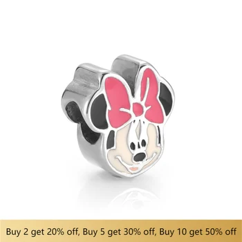 

316L Stainless Steel Minnie Bead Enameled 4.5mm Hole Metal European Beads Bracelet Charms for DIY Jewelry Making Accessories