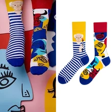 Men Socks 2022 New Arrival Spring And Autumn Male Asymmetric AB Socks Fashion Elegant Cartoon Cotton Teenager Boy Hot Sale W17