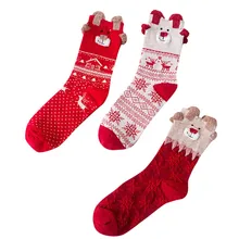 3 шт., новинка, женские рождественские чулки с рисунком оленя, милые носки с героями мультфильмов, для спорта, отдыха, офиса, теплые модные осенне-зимние праздничные подарки