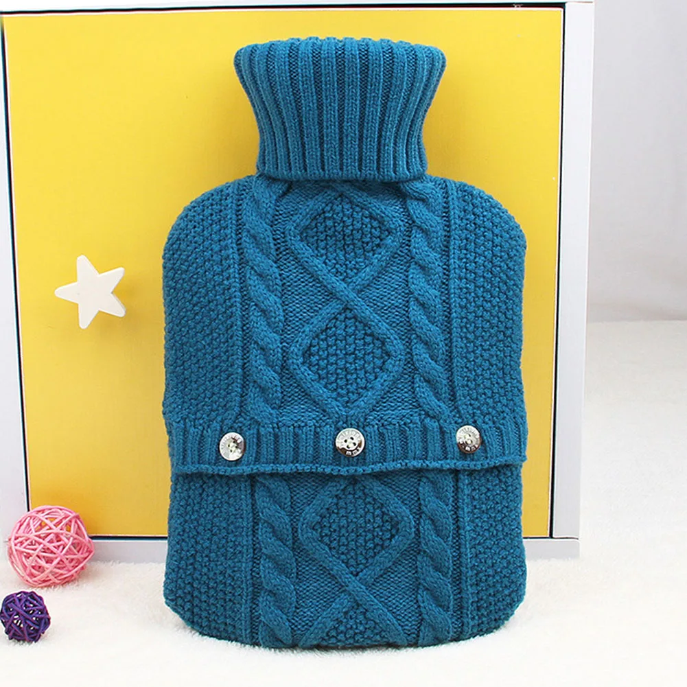 Portable Winter Knitted Large Insulation Folding Protective Explosion Proof Removable Washable Solid Warm Hot Water Bottle Cover