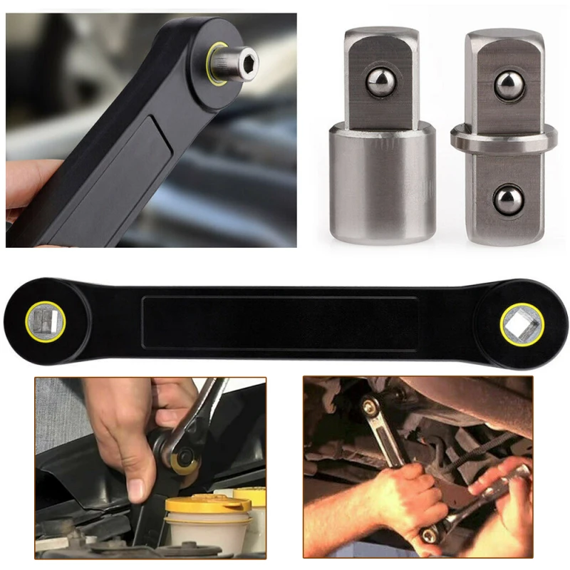 

Multi-function Extension Wrench Automotive Tools Two Adapters Are Included Screw Nut Wrench Convenient Handhold Tool Wrench