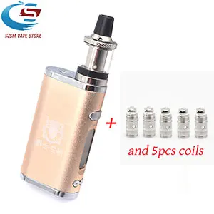 Gold and 5 coils Электронная сигарета, регулируемый vape 80 Вт, комплект модов, Встроенный 2000 мАч, батарейный блок, 3 мл, бак, электронная сигарета, большой дымовой Атомайзер - Цвет: Gold and 5 coils