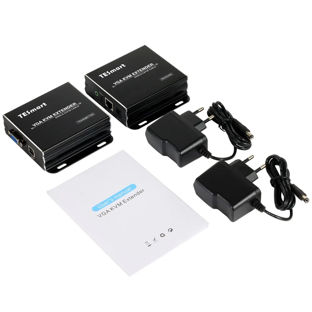 VGA KVM удлинитель 300m KVM VGA удлинитель USB2.0 до 1080P 60Hz по CAT5e/6 IR удаленный DVR(один удлинитель отправителя+ один расширитель приемника