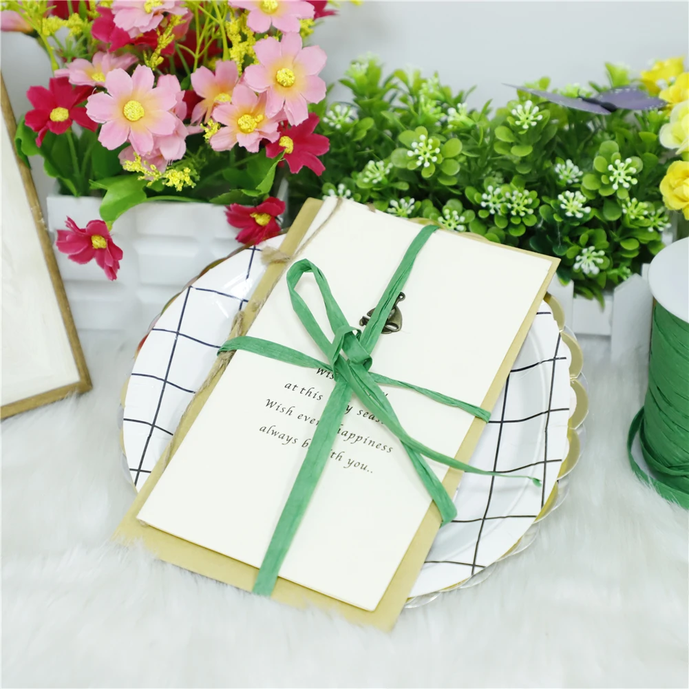 

200Meter DIY Paper Ribbon Craft Natural Wrapping Paper Twine Rope Gift Packing Fibbon for Easter Party Gifts Wedding Decoration