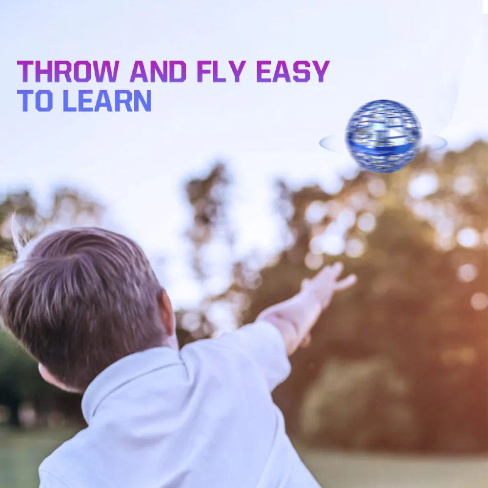 FLYNOVA PRO Flying Orb 2021 Versiones Azul 360 ° UFO Giratorio Mini Drone Bola Voladora Incorporado RGB LED Spinner Mágico Magic Volar Juguetes para Niños Adultos al Aire Libre Interior FLYNOVA