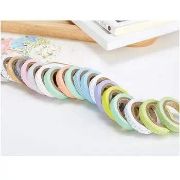 

20 Pcs Potting Flower Paper Washi Tape Set 7mm Slim Decoration Tapes Dot & Plaid Diary Sticker Scrapbooking Stationery