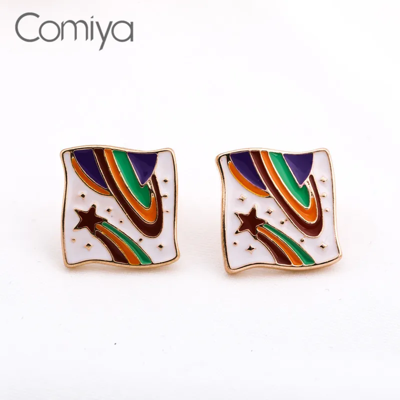 Серьги-гвоздики Comiya для женщин квадратные эмалированные корейские серьги