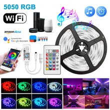 Intelligent Contrôle De L'APPLICATION Wifi LED Bande Lumière Bluetooth Luces Led RVB 5050 SMD DC 12V 5M 10M 15M Flexible Ruban Ruban Led Led Bande