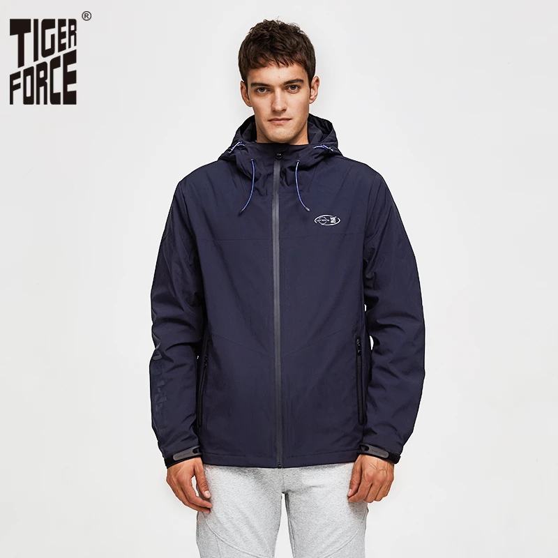 TIGER FORCE 2022 New Jacket men spring Hooded High quality Fashionable Windproof and Warm Cotton Spring jacket men Brand 50239N mens flannel jacket