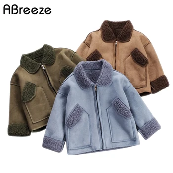 

New Boy Jacket Fleece Jacket Boys Coats Baby Leather Plus Fleece Big Pocket Winter Autumn Kids Jacket