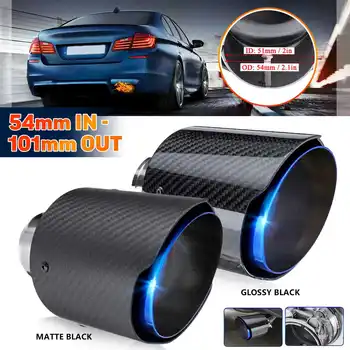 

54mm-101mm Matte/Glossy Carbon Exhaust Pipe Muffler Car-styling Exhaust Tip Stainless Steel Tail Tube Burnt Blue End