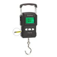 WeiHeng, 75 кг/10 г, электронные весы для багажа, мини карманные цифровые весы для чемодана, для путешествий, рыбалки, с рулеткой 1 м