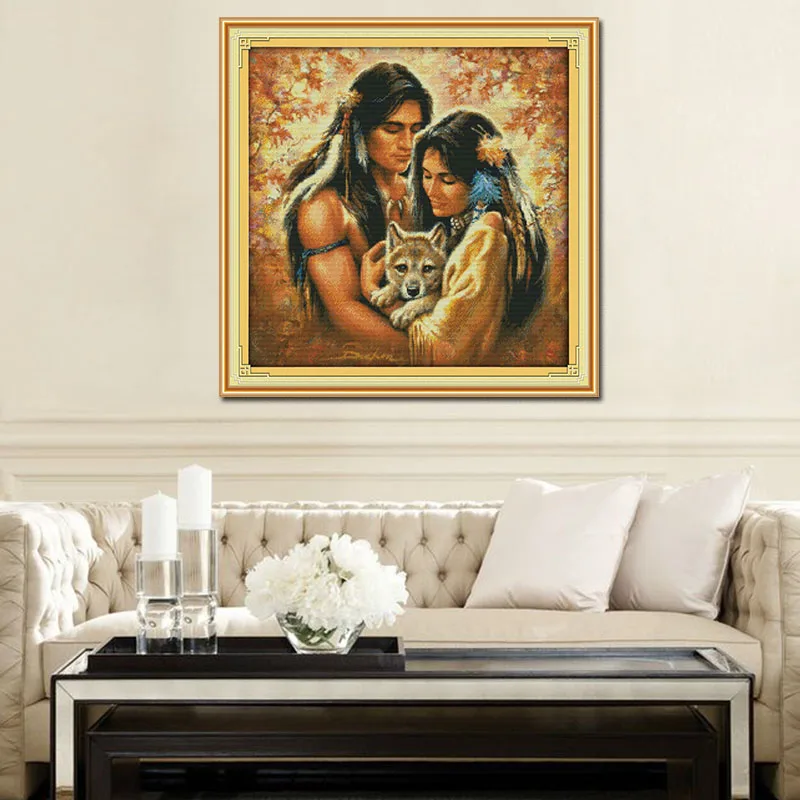 Joy Sunday Tender & Soft As Water Couple Набор для вышивки крестиком из ткани DMC 14CT|printed cross stitch|cross