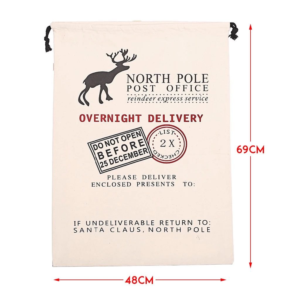 New Year Gift Santa Sacks Personalized Large Santa Claus Bag Custom Christmas Linen Gift Bags Drawstring Cotton Xmas Bag