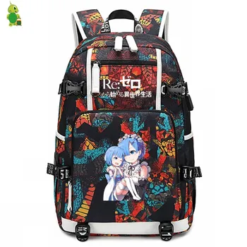 

Re:Life In A Different World From Zero Backpack Laptop Backpack School Bags for Teenage Girl Boy Large Luminous Travel Bags