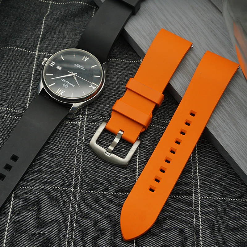 Watch-Strap Quick-Release-Bar Fluorine Rubber 24mm Bracelet 20mm Premium-Grade 22mm 