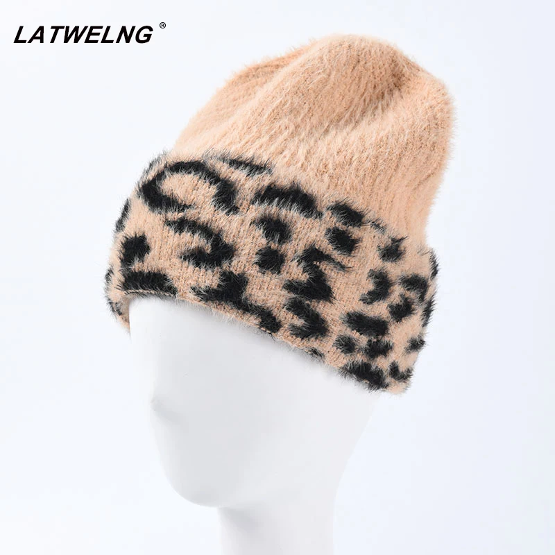 

Top Grade Leopard Velvet Beanies Caps Unisex Autumn Winter Hats Korean Women Thicken Warm Cap Casual Curling Knit Hat Wholesale
