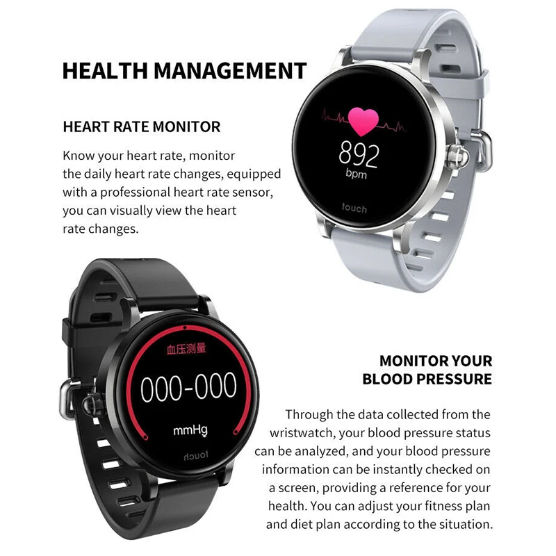 Women Bluetooth Smart Watch Waterproof Heart Rate Monitor for iOS Android JHP-Best