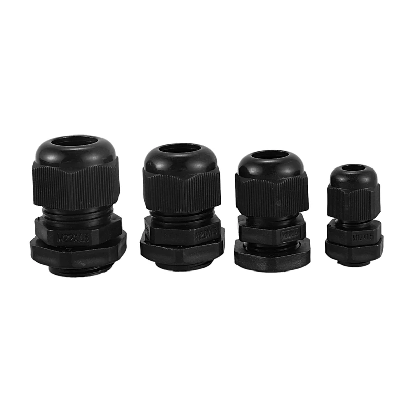 

New 40Pcs M12 M18 M20 M22 Black Cable Gland