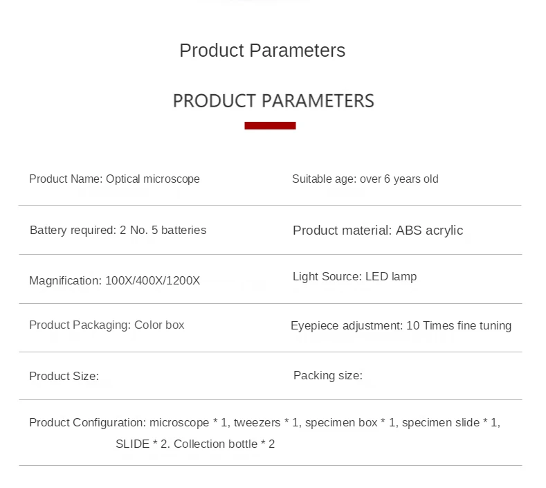 Microscope Kit Lab Science Educational Toy Gift Refined Biological Microscope For Kids Gifts
