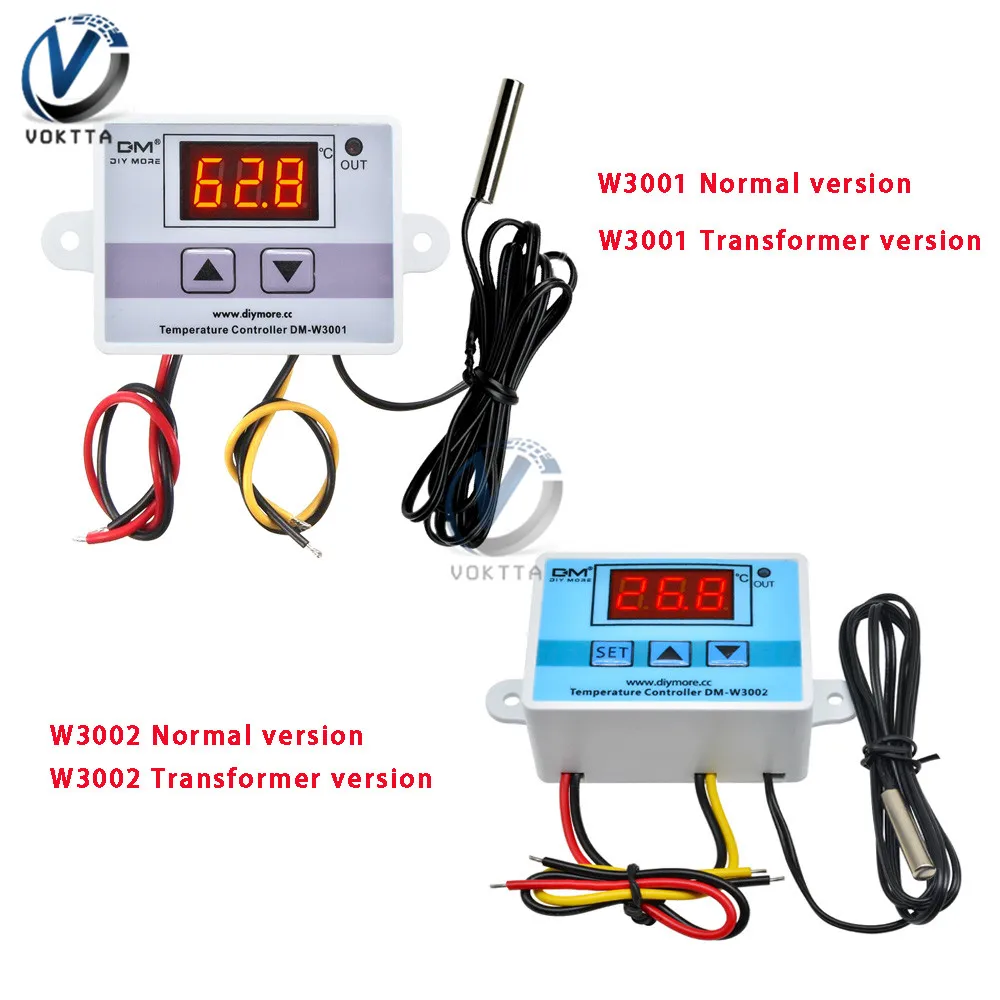 W3001 W3002 Microcomputer Digital Display Temperature Controller LED 110V 220V Thermostat Control Switch Sensor Meter With Probe