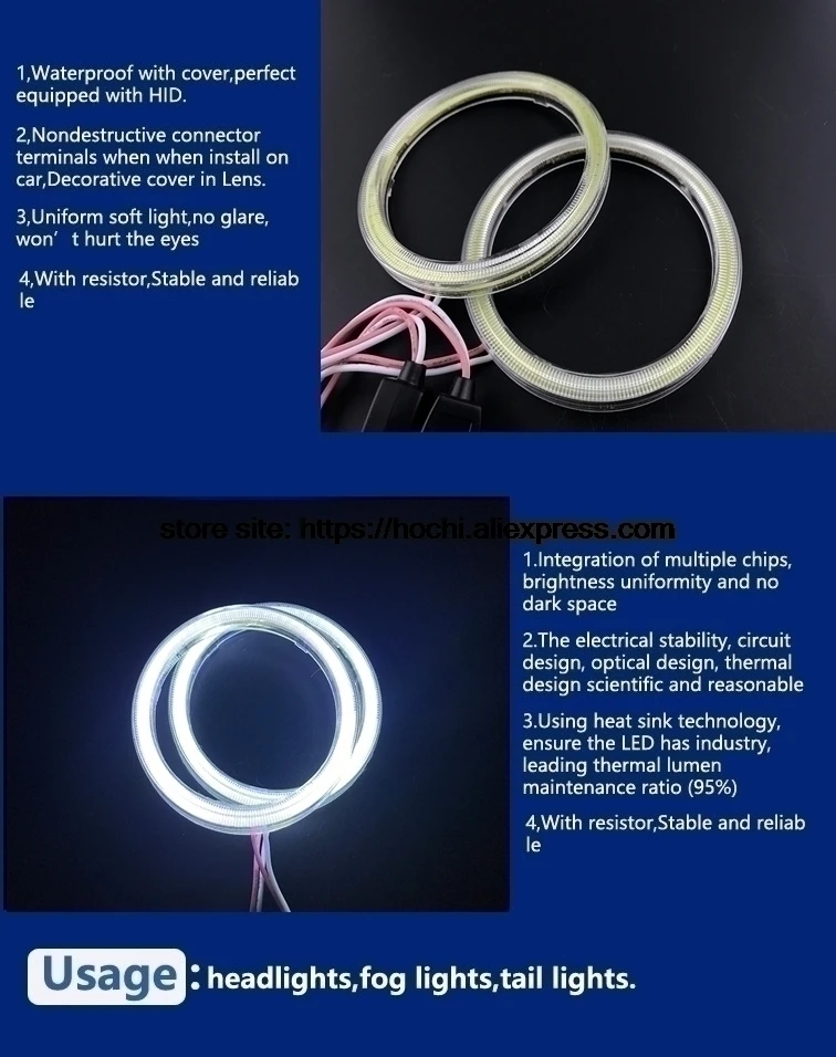 Для INFINITI FX35 FX45 2003-2008 COB Led дневной свет Белый Halo Cob Led angel eyes кольцо без ошибок ультра яркий
