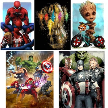 

DIY Painting By Numbers Marvel Superhero Canvas Oil Painting Paints By Number Home Living room Decoration