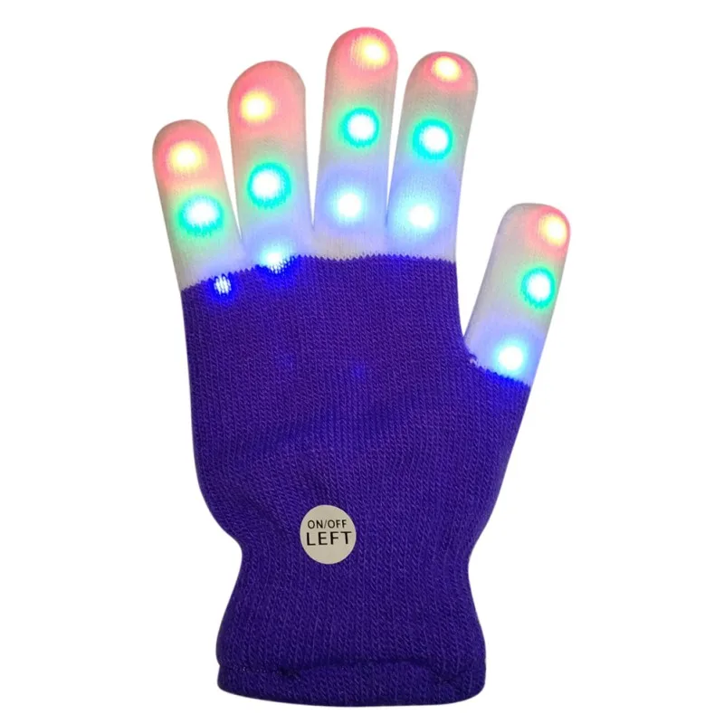 Christmas LED Flashing Gloves Winter Novelty Party Glow Party Supplies Glowing Gloves 7 Mode Light Up - Цвет: 1pcs