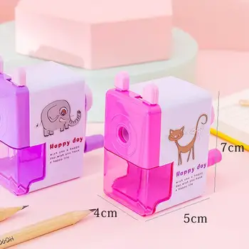

1PC Hand Crank Mechanical Accessory Sharpener Creative Student Cartoon Print Pencil Sharpener For Kids School Korean Stationery