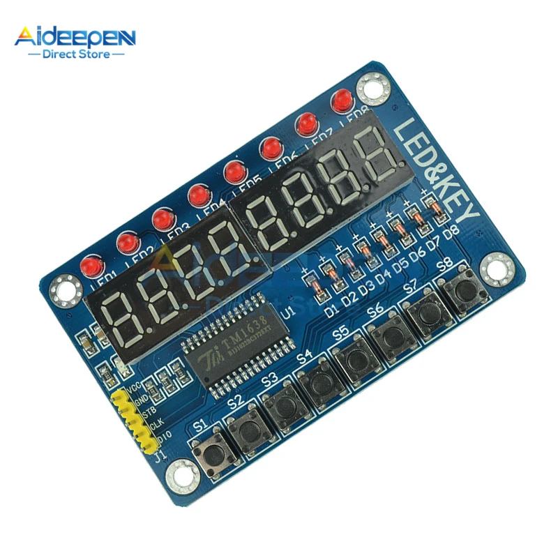 12 В постоянного тока TM1638 модуль ключ дисплей для AVR Arduino Новый 8-битный цифровой