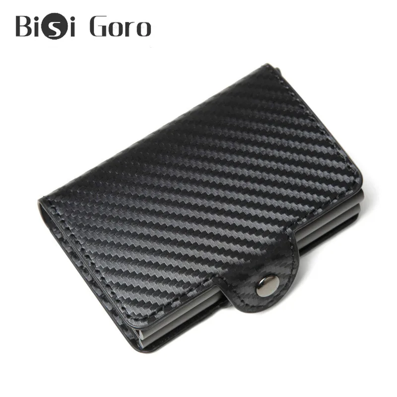 

BISI GORO Anti-theft RFID Credit Card Holder Business Aluminium Double Boxes Card Case Carbon Fiber Metal Aluminum Card Wallet