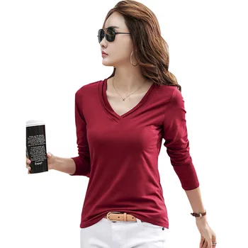 

T Shirt Women Long Sleeve Womens Tops 2020 Spring Autumn Tee Shirt Women Korean Style T-Shirt Cotton New Plus Size Tshirt