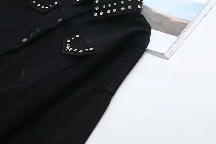 TB80-19114 Европейская и американская мода Pin джинсы с бусинами куртка