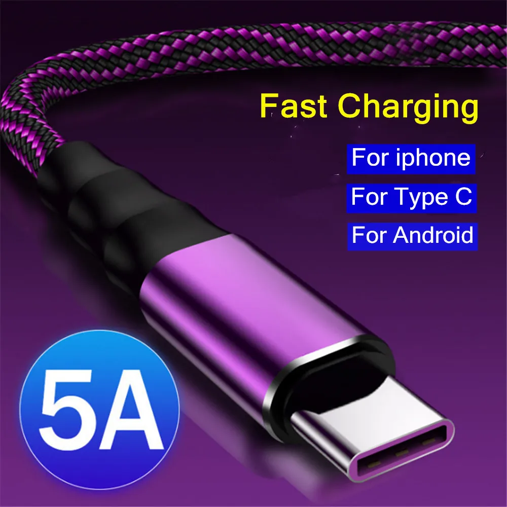 5A Micro USB кабель для быстрой зарядки и синхронизации данных кабель для зарядного устройства для iphone type C кабель для быстрой зарядки для samsung huawei Xiaomi